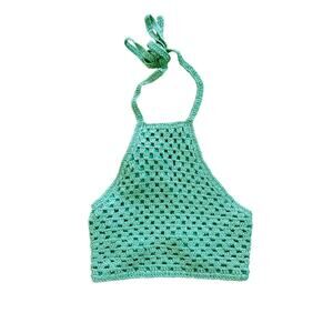 White Fox Boutique - Sybella Knit Halter Tie Top in Green